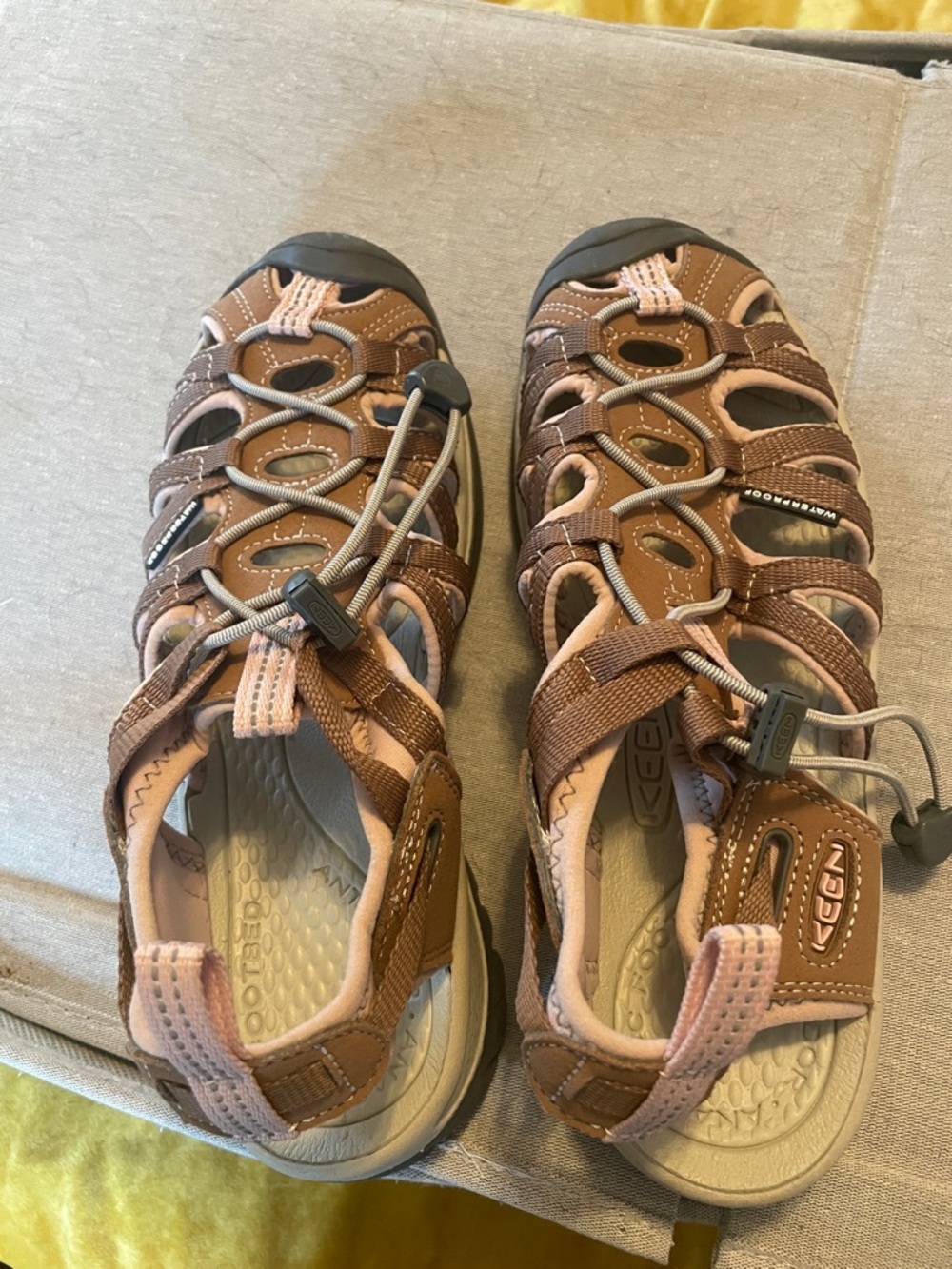 Keen Brown and Pink Closed-Toe Outdoor Sandal